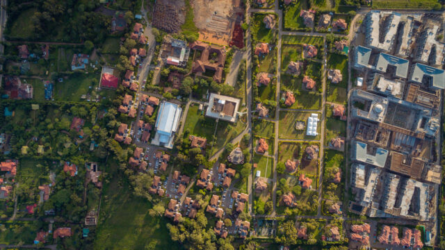 Expansive aerial view of a neighbourhood in Nairobi