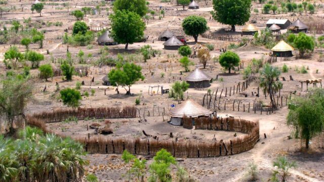Aerial view of a Sudanese village