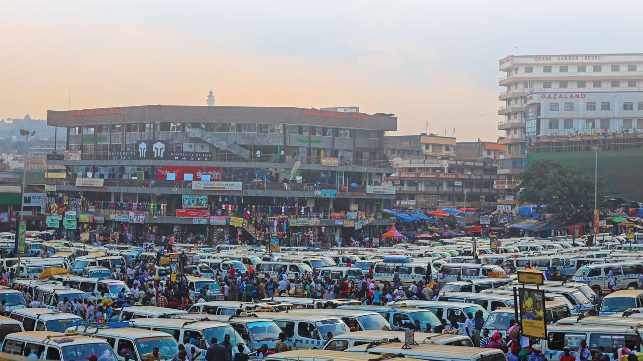 A bustling commercial area in Uganda