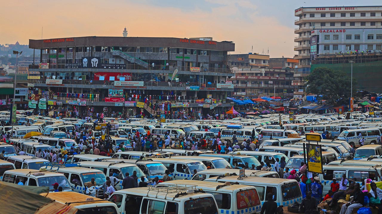 A bustling commercial area in Uganda
