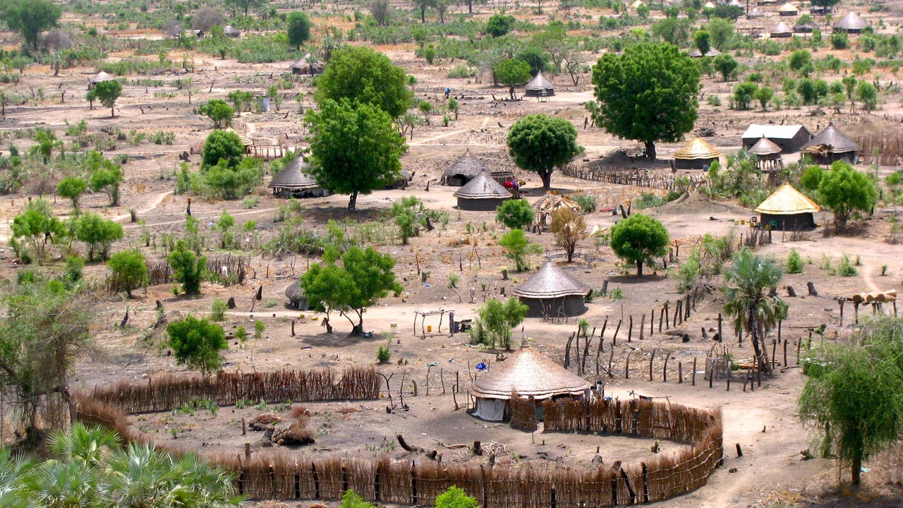 Aerial view of a Sudanese village