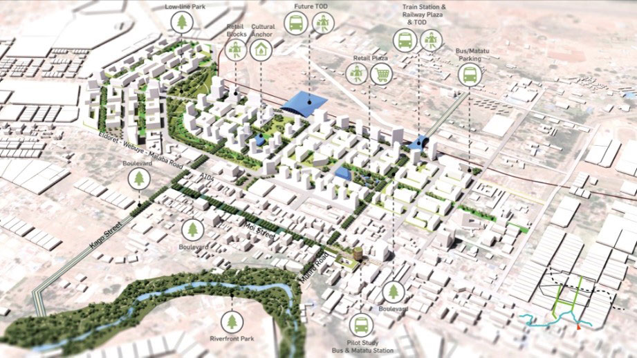 Rendering of regeneration of the central business district in Eldoret