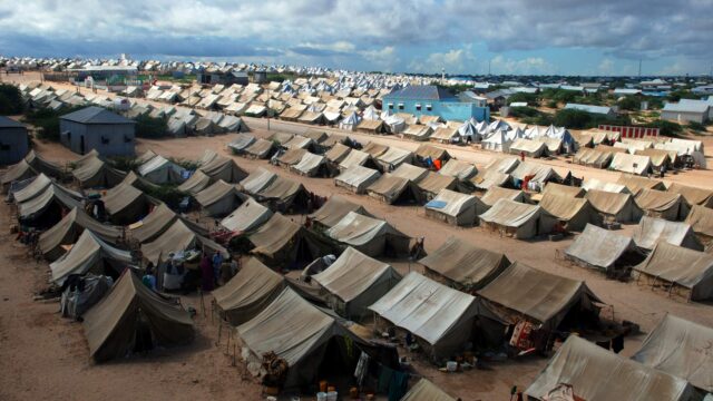 Refugee camp in Mogadishu, Somalia