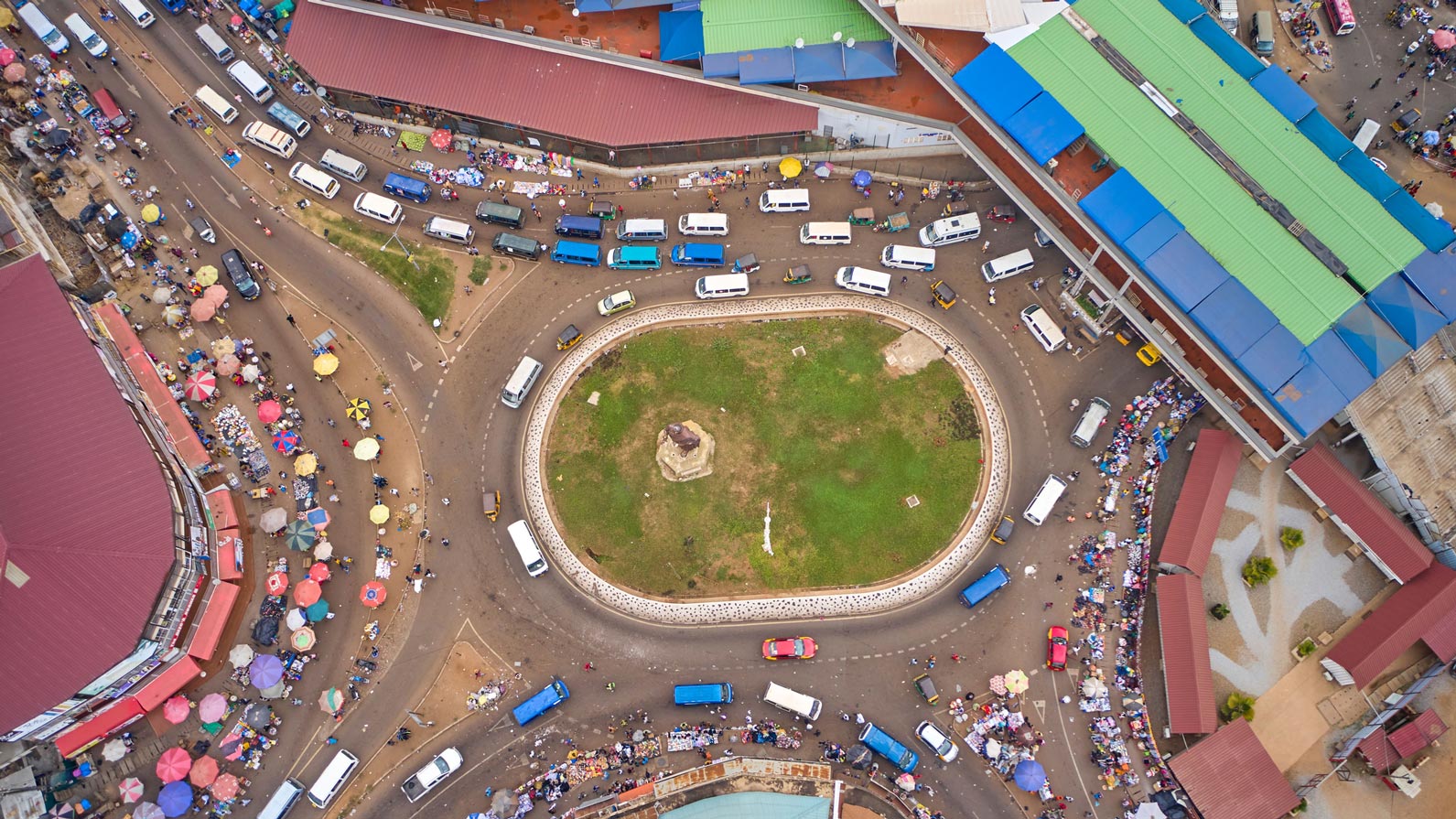 An aerial view of Kumasi market in Ghana